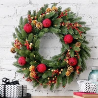 1pack christmas rattan wreath pine natural branches berriespine cones for diy christmas wreath supplies home door decoration