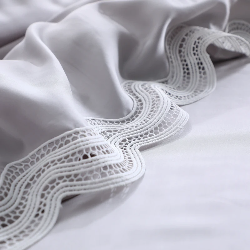 Постельное белье серого цвета Tencel Lyocell 4 шт. органическое натуральное 100% Тенсел
