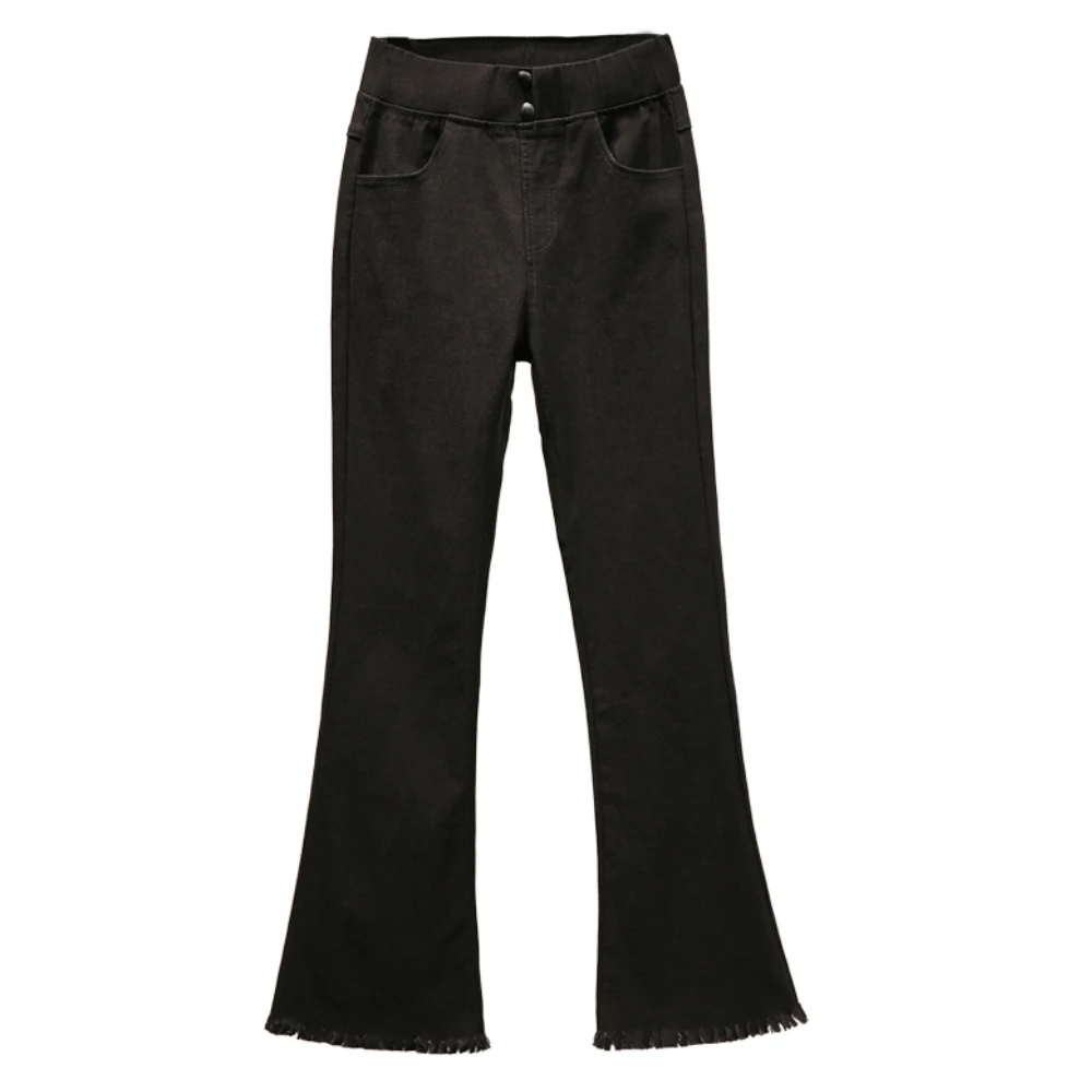 

New Plus Size Women's Flare Pants High Waist Straight Trousers Autumn Winter Stretch Black Casual Pants Pantalons Mujer