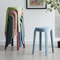 nordic simple thickened pp kitchen stool dining chair household garden stackable round seat taburete bearing weight 150kg