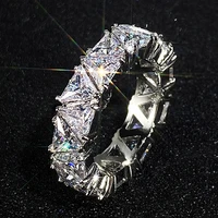 huitan gorgeous women promise eternity rings geometric triangle white cubic zirconia stone wedding engagement jewelry 2021 trend