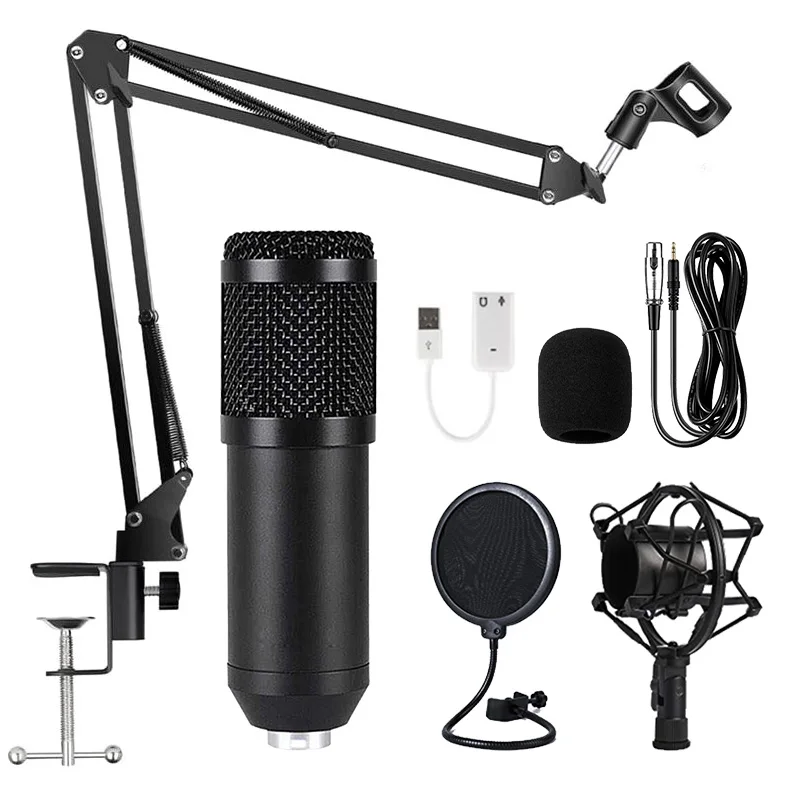 

New Arrivals bm800 Microphone for Computer Youtube Chatting Recording Studio Condenser Microphone Kits with Stand sound card Mic