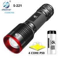 super bright led flashlight with 4 core p50 lamp beads zoomable 5 lighting modes waterproof torch for adventure campingcycling