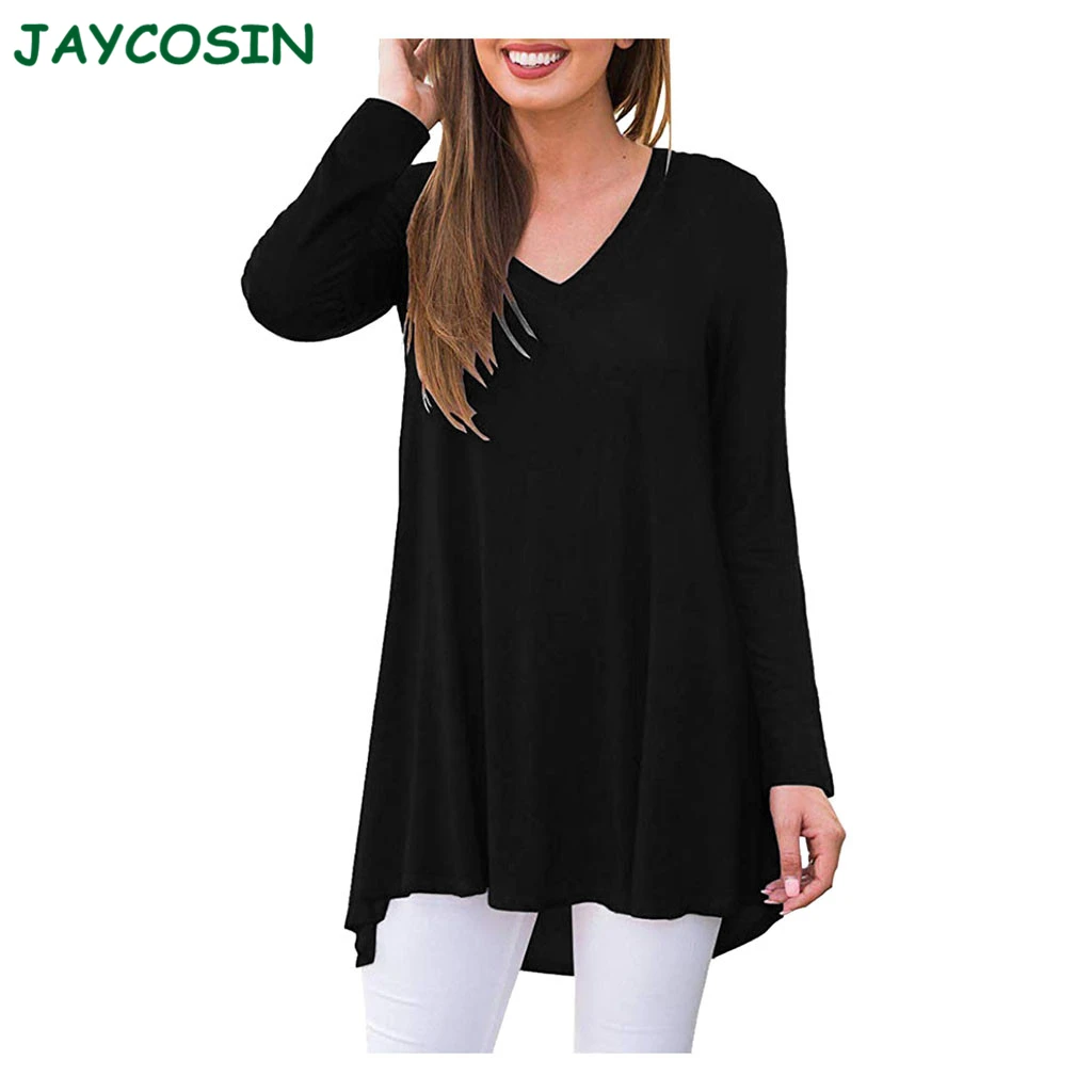 JAYCOSIN Clothes Women Casual V-Neck Blouse Et Chemisier Femme Fashion Long Sleeve Sleepwear Tunic Shirts Tops Girls 1010 | Женская