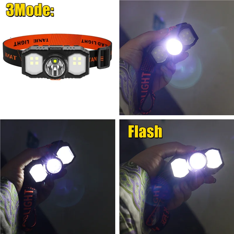

USB Rechargeable Mini Flashlight Lantern COB LED Headlamp Camping Headlight Drop Shipping With Built-in 18650 Battery