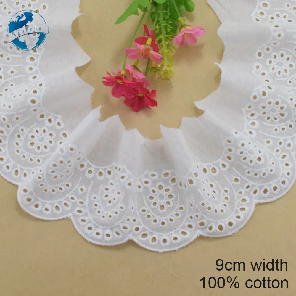 9 см шириной 100% хлопок вышитые кружева шитье гипюровые ленты отделка свадебные