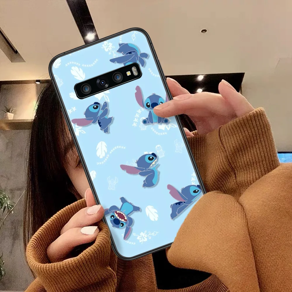 

Cartoon Cute Stitchs Phone Case For Samsung Galaxy Note S 8 9 10 20 Plus E Lite Uitra Black Cover 3D Cell Soft Etui Tpu Funda