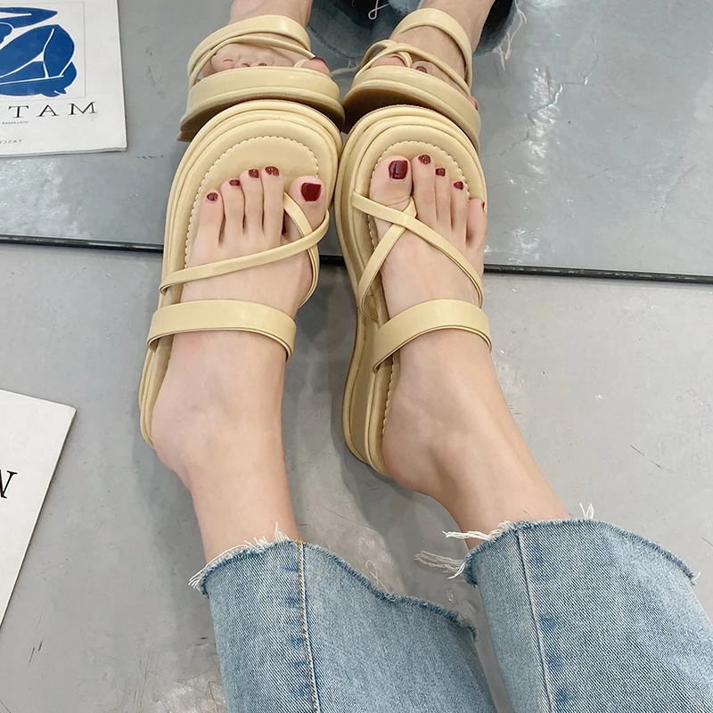 

Slippers Casual Women's Shoes With Platform Pantofle Slides Heeled Mules Black Sandals Med On A Wedge Luxury Soft 2021 High