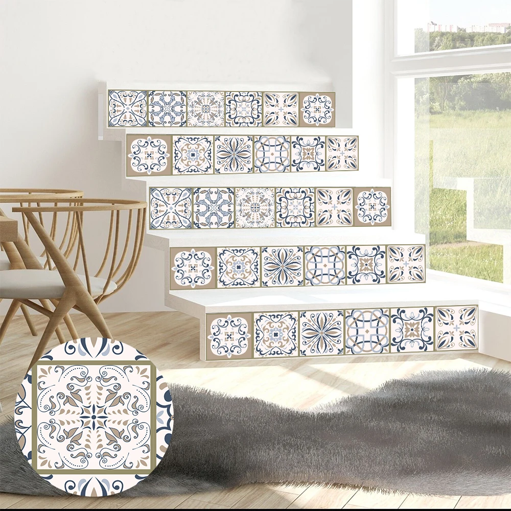 

10pcs Bohemian Style Matte Surface Wall Sticker Film For Tiles /Ground in Kitchen Bathroom Floor Peel & Stick Art Wall Decals