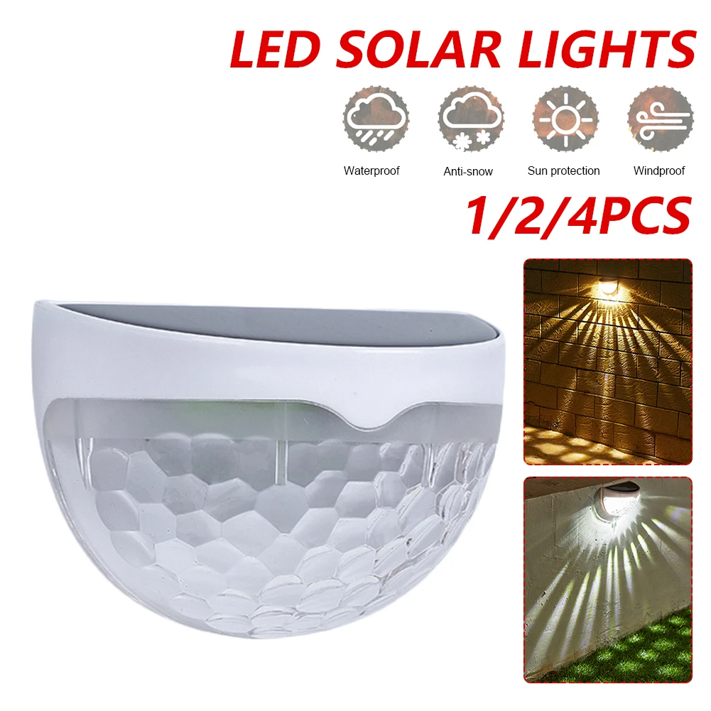 

1/2/4 Pcs 2 V/0.3 W Deck Light Solar Power Outdoor LED Step Lights Sensor IP55 Waterproof Pathway Patio Yard Lighting