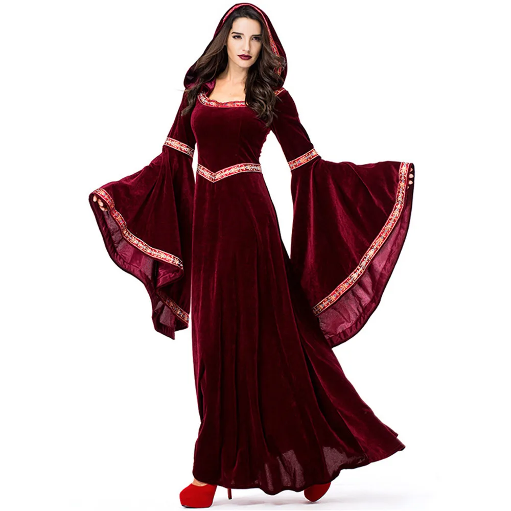Halloween medieval costumes for women Red Medieval Renaissance Evening Party Dresses Vampire Wizard fancy cosplay costume | Тематическая