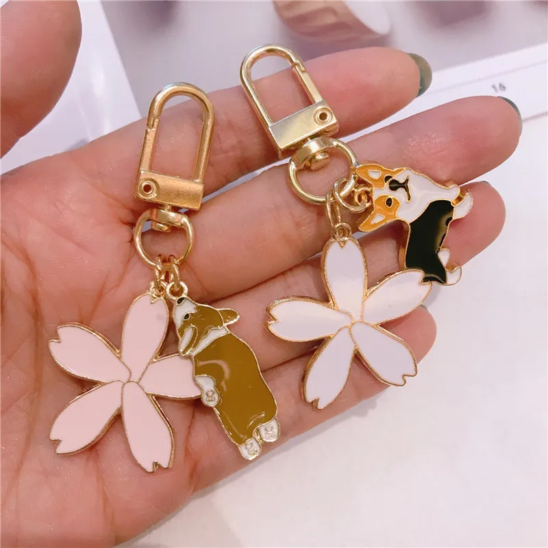 Брелок для ключей в форме цветка корги изящные аксессуары домашних животных