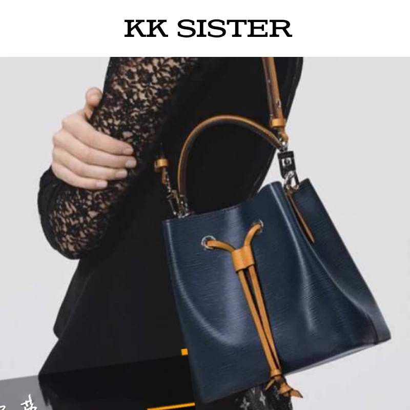 

KK Brand Design Neonoe Water Ripple Large Capacity Contrast Color Shoulder Strap Single Shoulder Crossbody Bucket Bag Female Hot