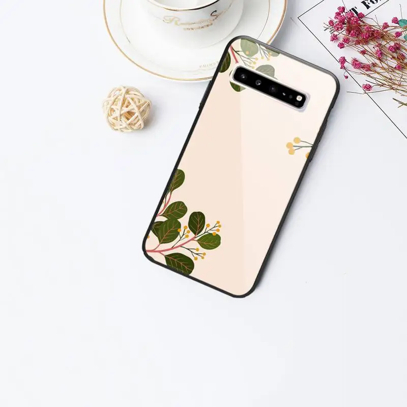 

Colorful leaf Phone Case glass For Samsung S10 S20 S9 Plus s6 7 edge Note9 10 Luxury brand