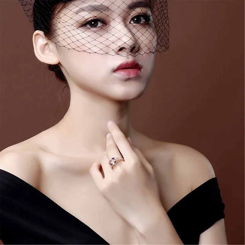 

14K Rose Gold Morgan Stone Rings For Women Hollow Design Gemstone Wedding Engagement Ring S925 Fine Jewelry Birthday Gift