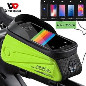 west biking bicycle bag waterproof sensitive touch screen cycling phone bag mtb road bike bag front frame for 6 0 7 0 inch free global shipping