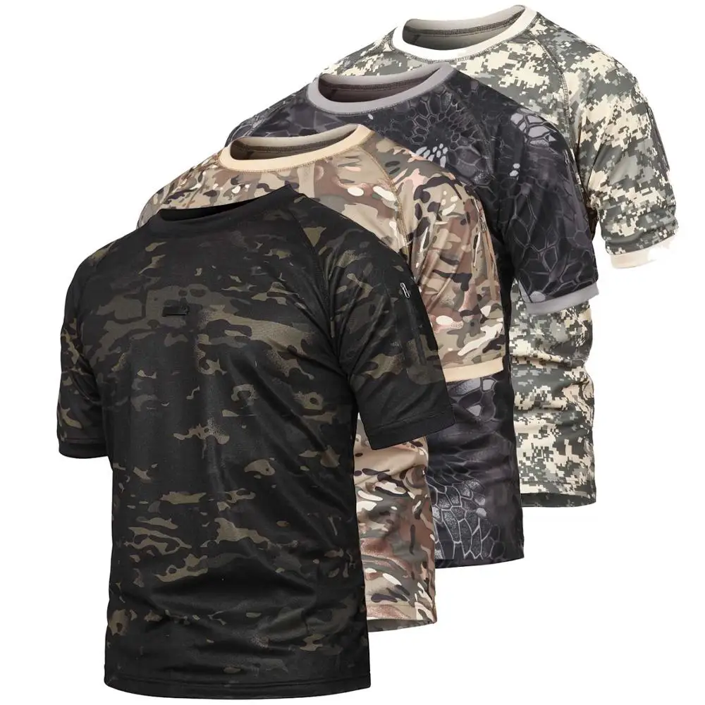 

PAVEHAWK Camouflage Tactical Quick Dry Polyester Man's T-shirt Raglan Short Sleeve 3d Round Neck Breathable Boys Army Shirt p-32