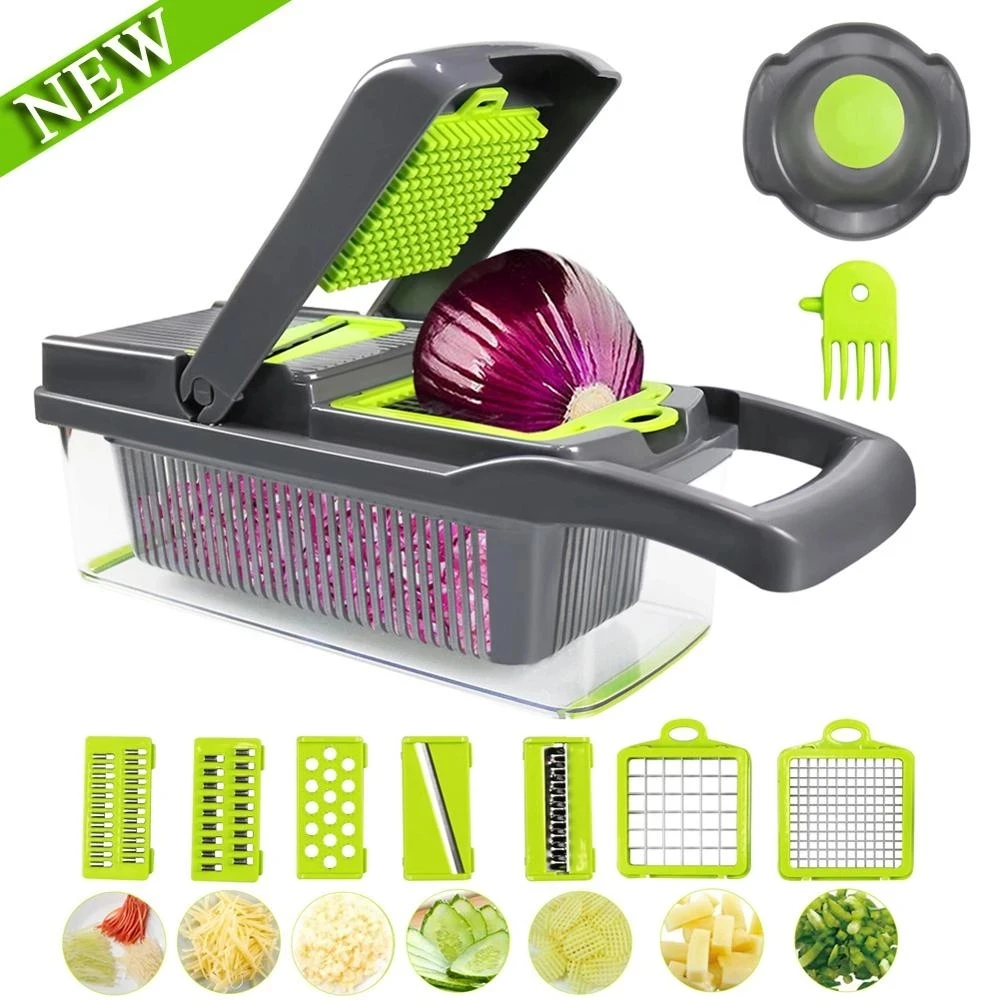 

New Multifunctional Vegetable Slicer Fruit Peeler Grater Drain Basket Large Container Kitchen Tool Vegetable Slicer IU007