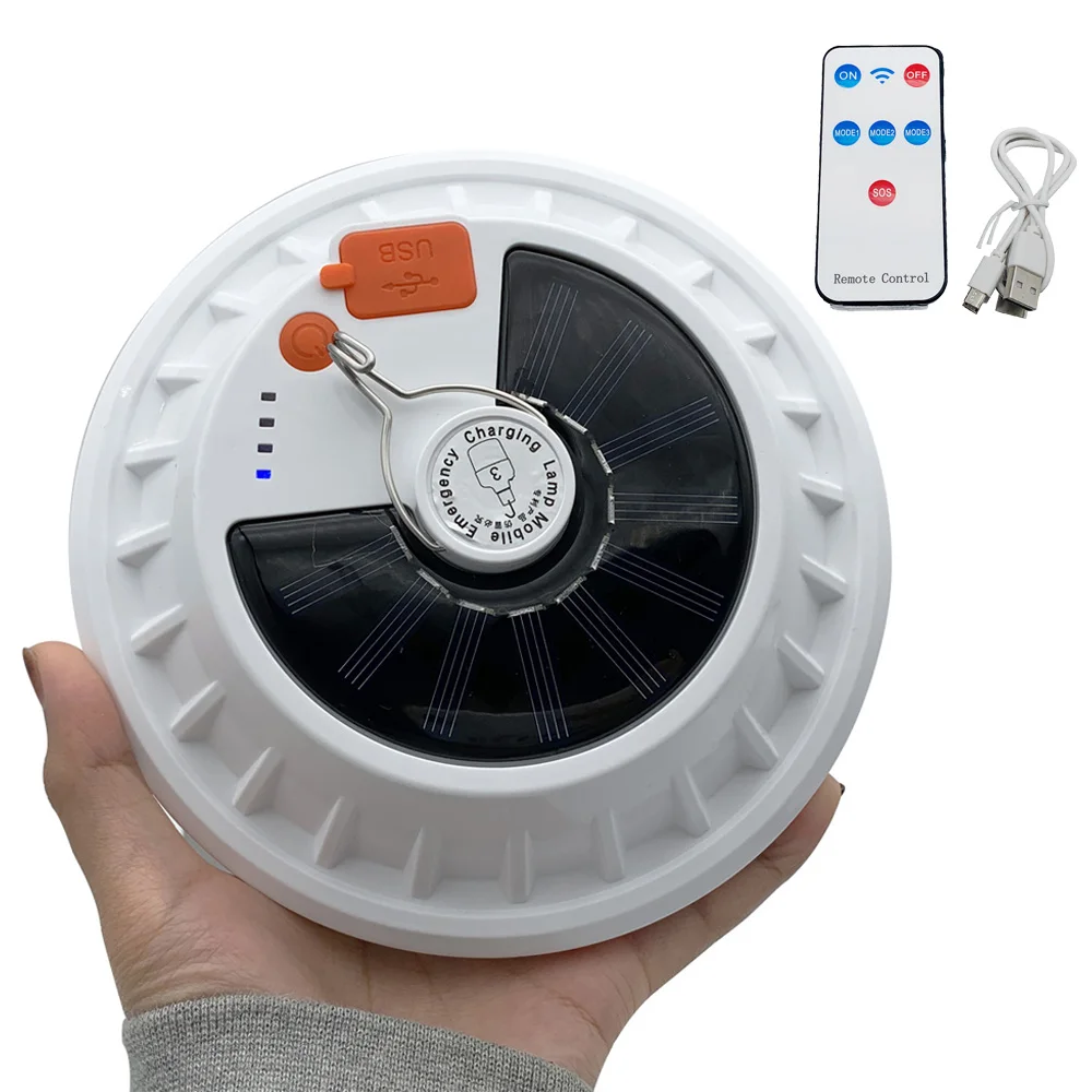 

300W Rechargeable LED Bulb Lamp Remote Control Solar Charge Lantern Portable Emergency Night Market Light Outdoor Camping Home