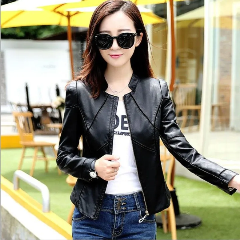 Hot 2022 Spring New Genuine Leather Jacket Women Short Korean Slim Stand-up Collar Sheepskin Outerwear Girl Small Coat Trend