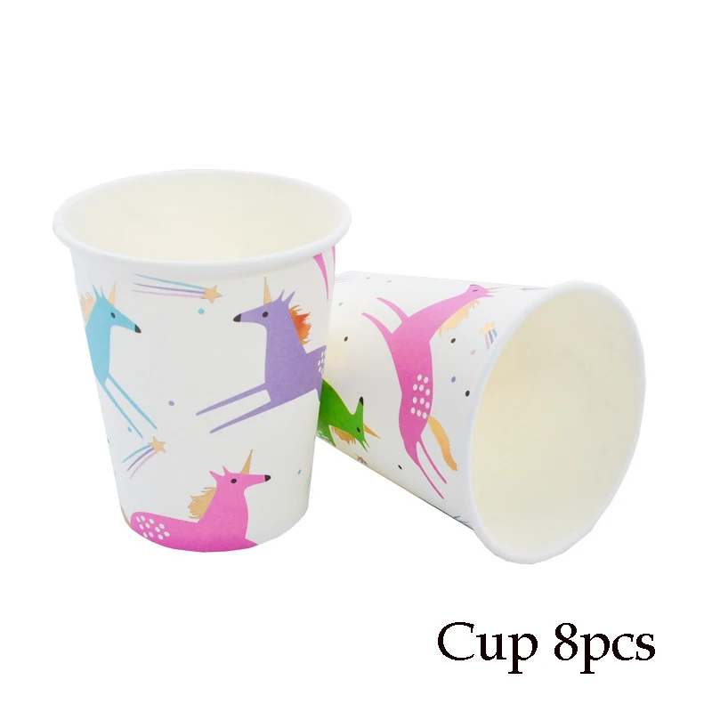 8pcs Party Disposable Paper Cups Juice Cup Cartoon Flamingo DIY Decor Baby Shower Kids Birthday Wedding Picnic Tableware Supply