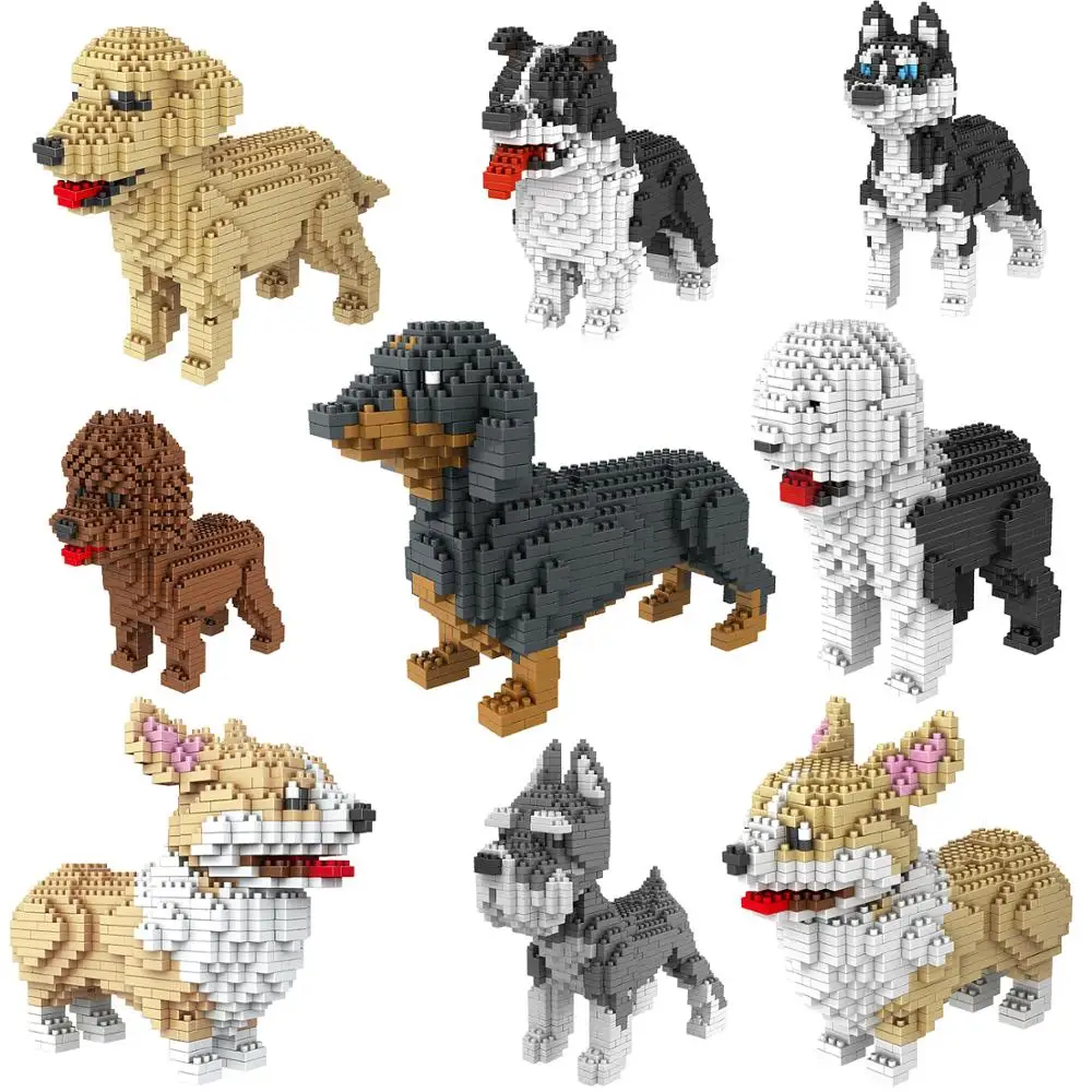 Милый щенок собака микро алмазный строительный блок создающие милые животные