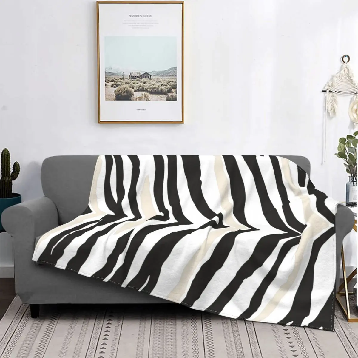 

Zebra Cream Black And White Blanket Animal Stripe Pattern Plush Thick Soft Flannel Fleece Throw Blanket For Sofa Bedspread Quilt