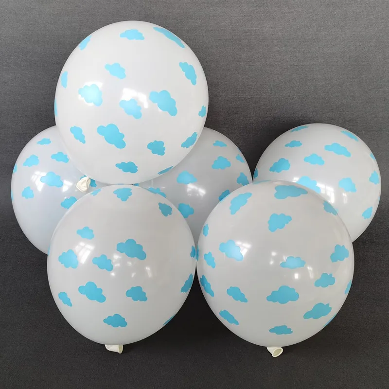 

12Inch Latex Printed Cloud Balloon White Transparent Balloon Baby Shower Decoration Romantic Scene Layout Helium Ballons