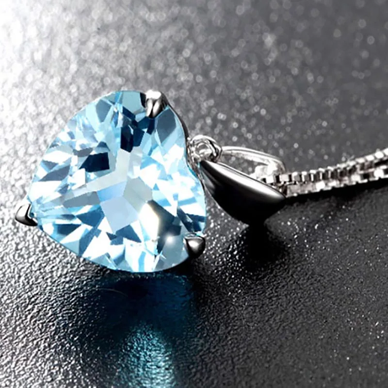 Bague Ringen Серебро 925 ювелирное ожерелье с сердцем моря Форма Сапфир кулон Роскошные ювелирные изделия подарок на свадьбу, помолвку
