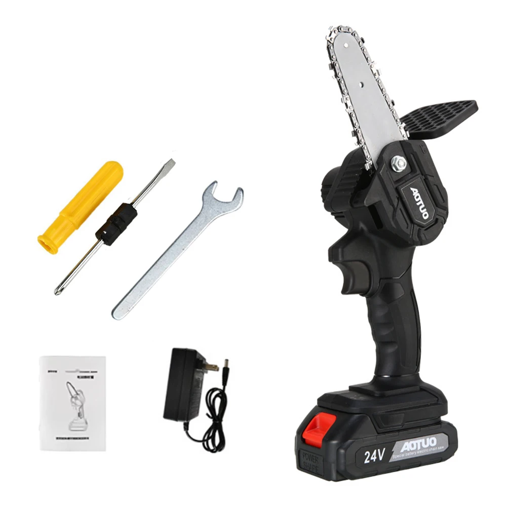 

24V Electric Chain Saw 550W Lithium Battery Mini Pruning One-handed Garden Tool With Chain Saws Rechargeable Woodworking Tool
