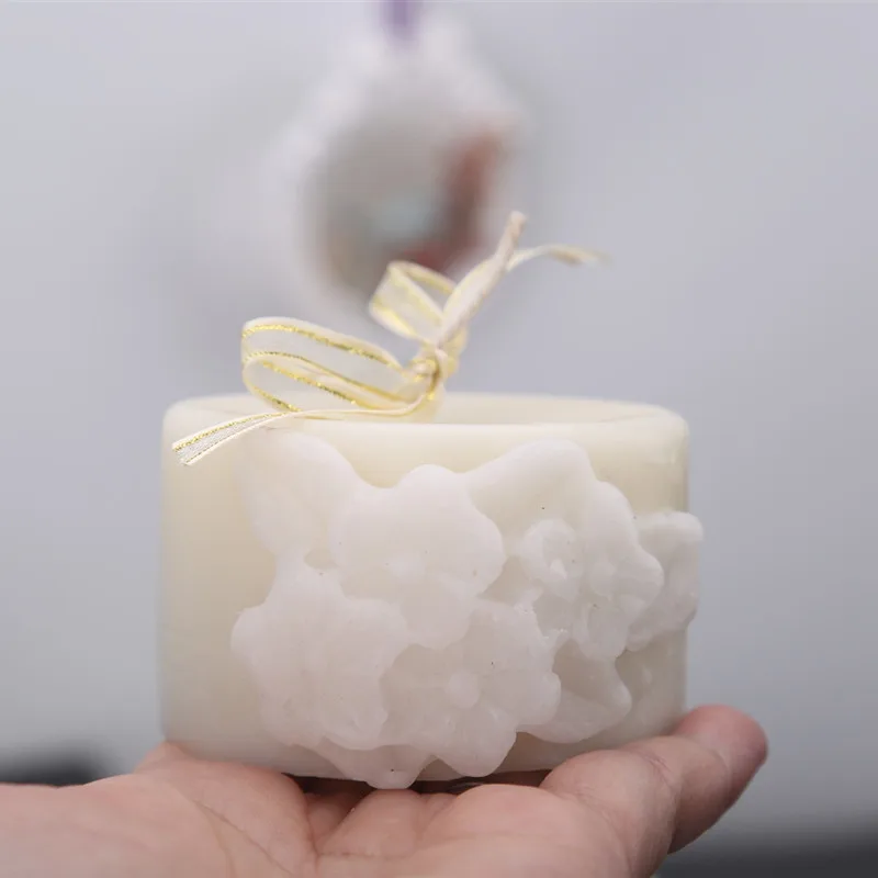 Рельефные сочетание цветов и листьев Ароматизированная свеча силиконовая смола