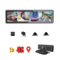 dash cam 4g android 9 0 car dvr 12 inch full touch 360 panoramic camera rear view mirror 4chs wifi adas gps navigation bluetooth