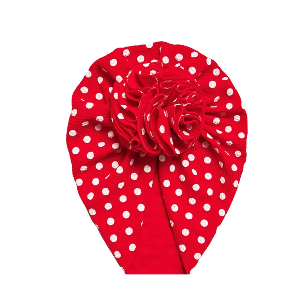 

Polka Dot Baby Turban Hat Infant Big Flower Beanie Cap for Girls 0-3Y Toddler Headband Headwrap Lovely Baby Hair Accessories