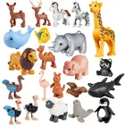 Фигурки животных большого размера, динозавры, Зебра, свинья, Акула, носорог, Лев, строительные блоки, игрушки для детей, подарки, игрушка большого размера