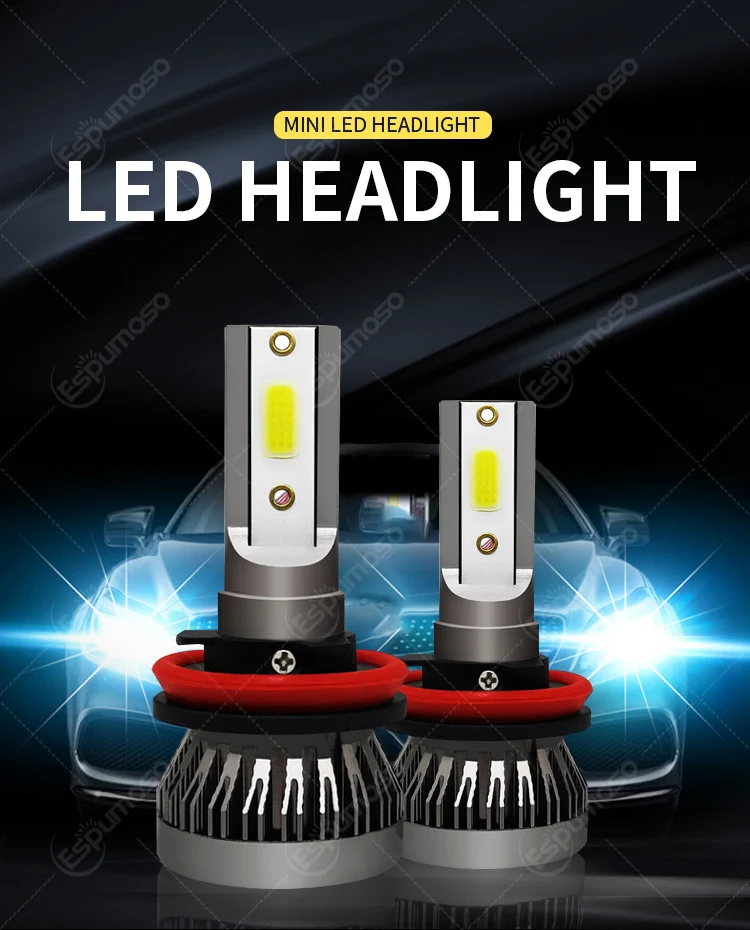 

2PCS Car Lights H4 LED H7 16000LM H1 H3 H8 H11 LED Mini Atuo Lamp for Car Headlight Bulb HB3 HB4 9005 9006 Turbo LED Bulbs 12V