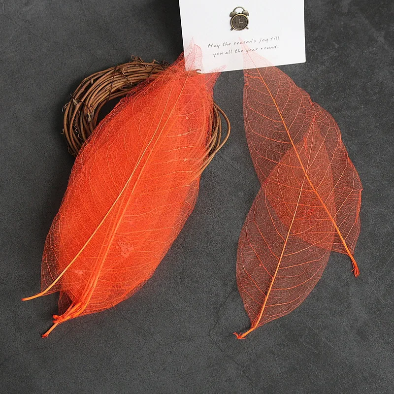 50pcs/15-20cm Natural Pressed leaves Real Dried Flower for DIY Wedding invitation Craft Bookmark Birthday Card gift box decor - купить по