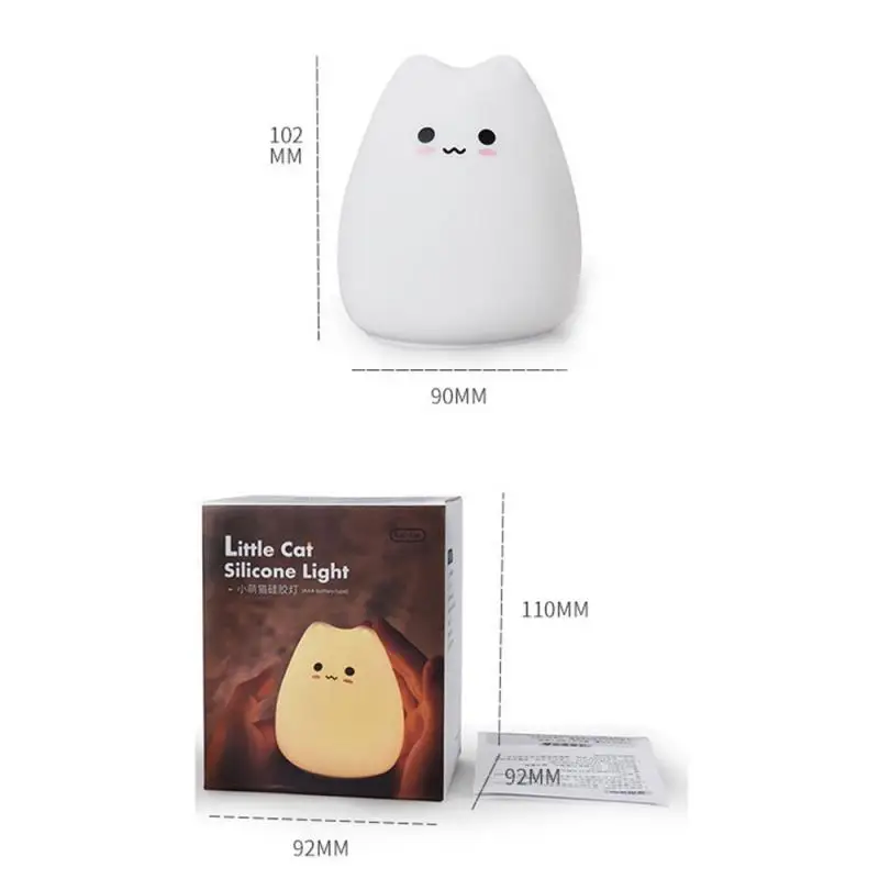 

4.5V Animal Kitten Touch Sensor Controlled LED Night Light 3AAA Battery Soft Silicone LED Light Lantern Gift Decoration Light