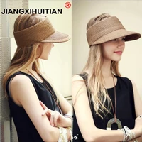 brand new spring summer visors cap foldable wide large brim sun hat beach hats for women straw hat wholesale chapeau