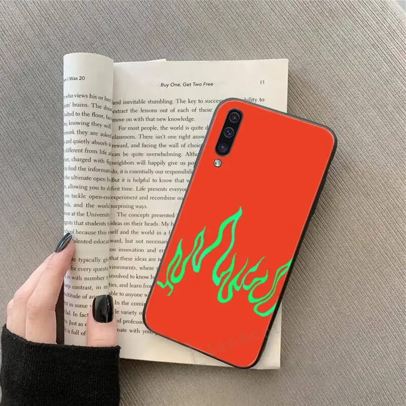 

Cool fire flame Green Red Phone Case For Samsung Galaxy A 3 6 7 8 10 21 01 11 31 91 10S 20S 30S 50S PLUS cover funda coque