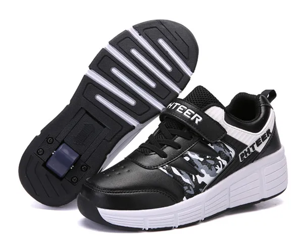 One Wheels Black Европейские размеры: 31-42, для детей и подростков, Роликовые кроссовки для маленьких детей; Детские кроссовки с одной/двух heelies для маленьких мальчиков и девочек колеса туфли для взрослых; Повседневное обувь для мальчиков - Цвет: One Wheels Black