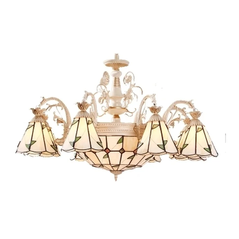 Золотая Витражная лампа Tiffany осветительная Светодиодная E27 110 В 220 для