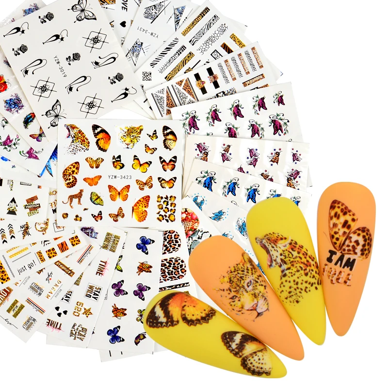 

1 лист цветной ползунок цветочные рисунки бабочек Nail Art Наклейки, водяной знак "сделай сам" переводятся с помощью воды, наклейки для ногтей со...