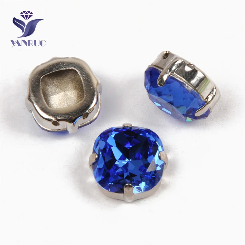 Sapphire Yanruo 4470 Подушка сшита камни Комплект «сделай сам» с острым носком задняя хрустальные стразы, горный хрусталь для платья, украшение - Цвет: Sapphire