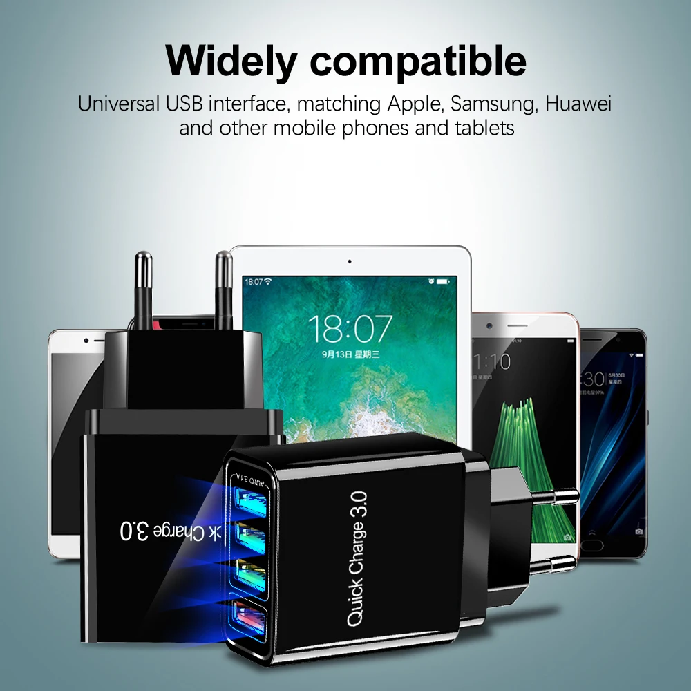 QC3.0 Quick Charge 4 0 3 USB зарядное устройство мобильный телефон быстрое для Samsung Xiaomi Huawei
