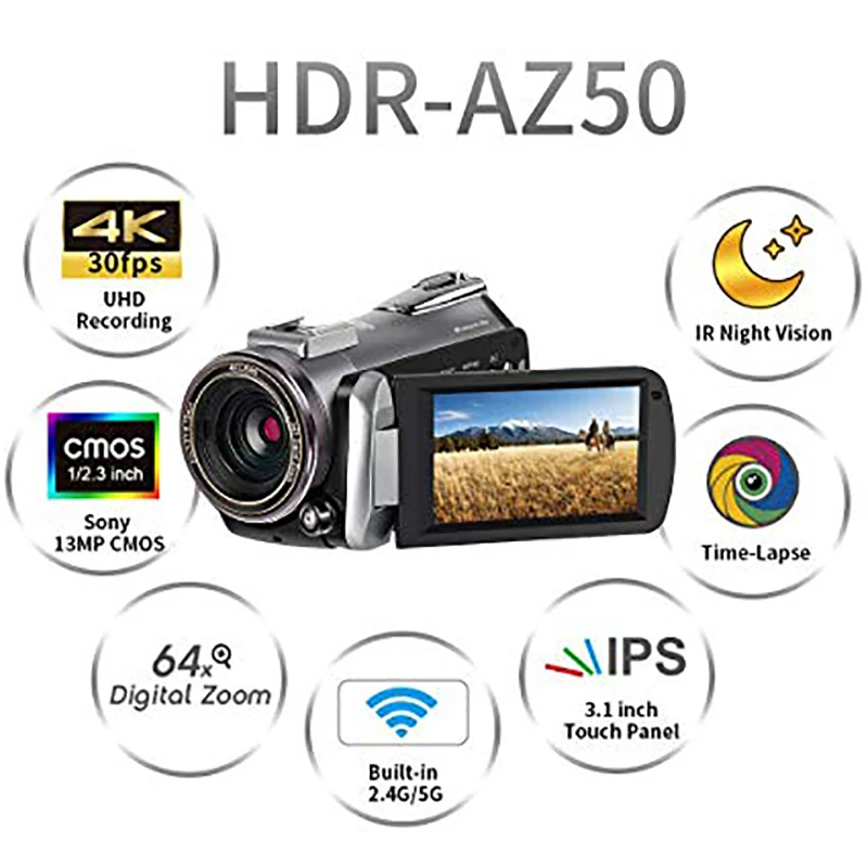 Видеокамера 4K ORDRO Ultra HD 30FPS инфракрасное ночное видение 64X цифровой зум Wifi камера Дистанционное управление