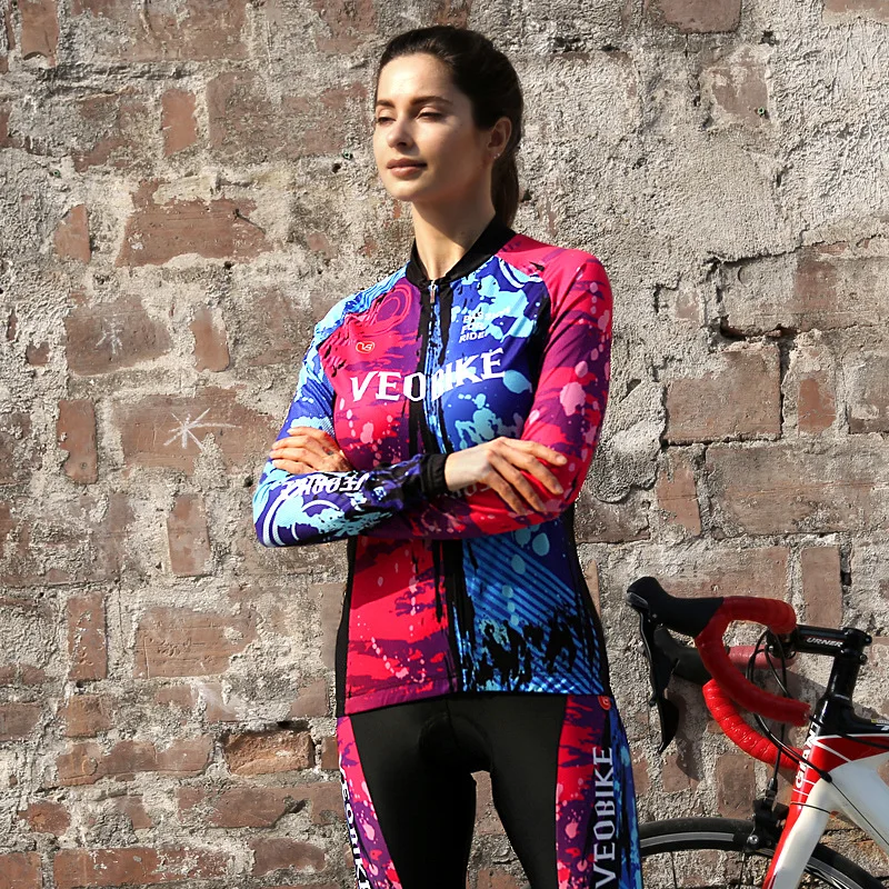 Pro Team Cycling Jersey Set Long Sleeve Winter Thermal Fleece Bicycle Clothes Women Bike Clothing Ladies Cycle Wear