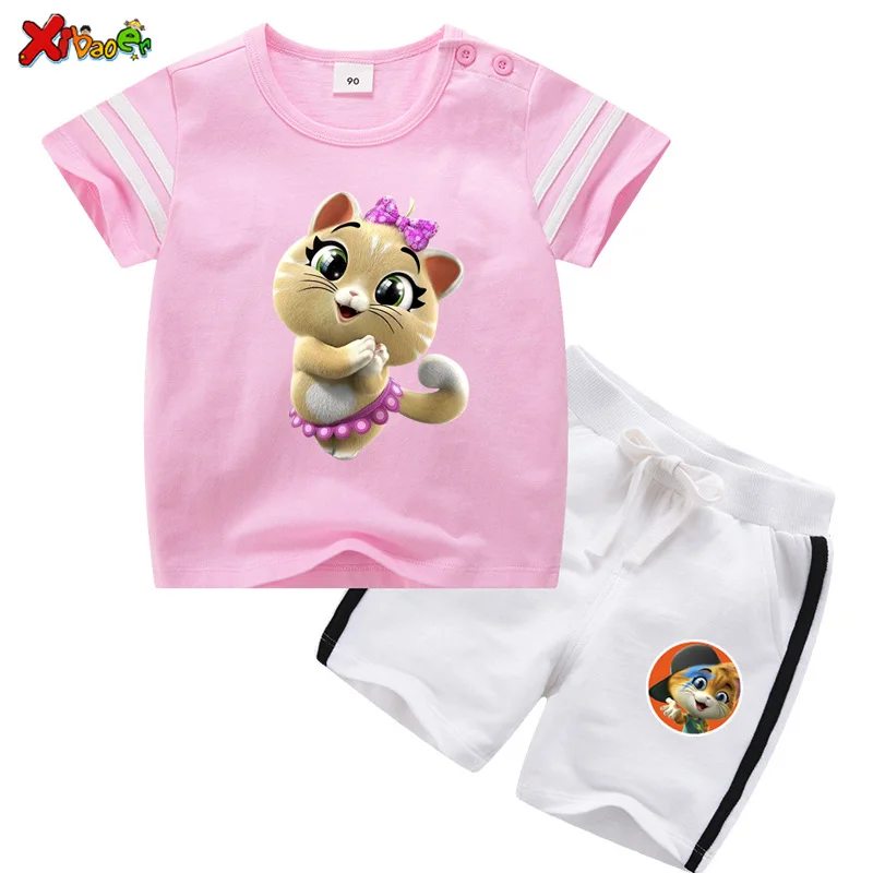 

2020 Kids Clothes set Toddler Boy clothing Cartoon Outfits Baby Girls Summer Tees Suits Children Clothing 44 Cat Sport Baby Suit