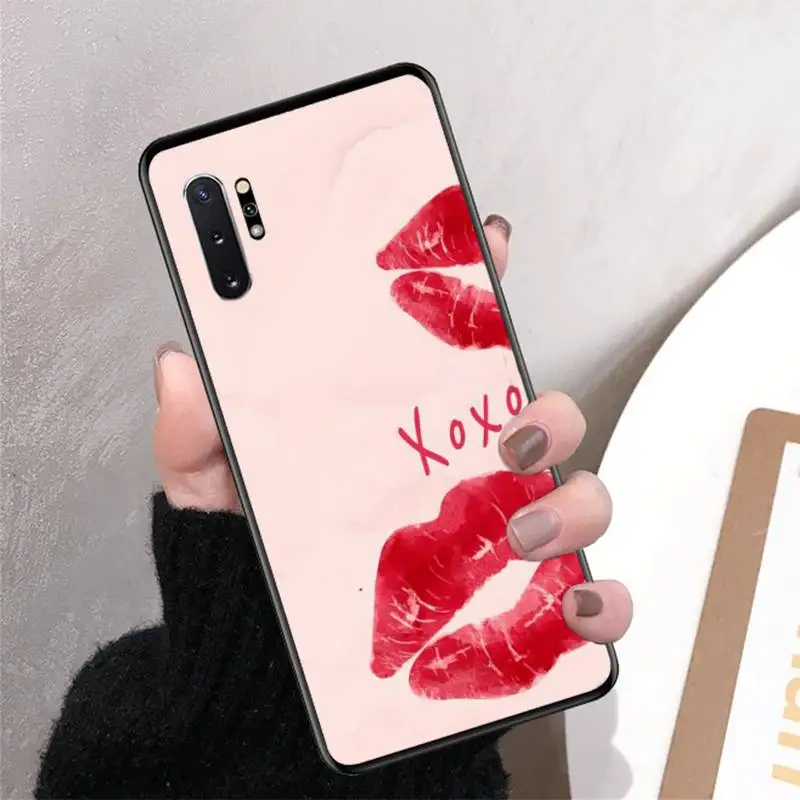 FHNBLJ сексуальная девушка Красные Губы Поцелуй чехол для телефона Samsung Note 3 4 5 7 8 9 10 20