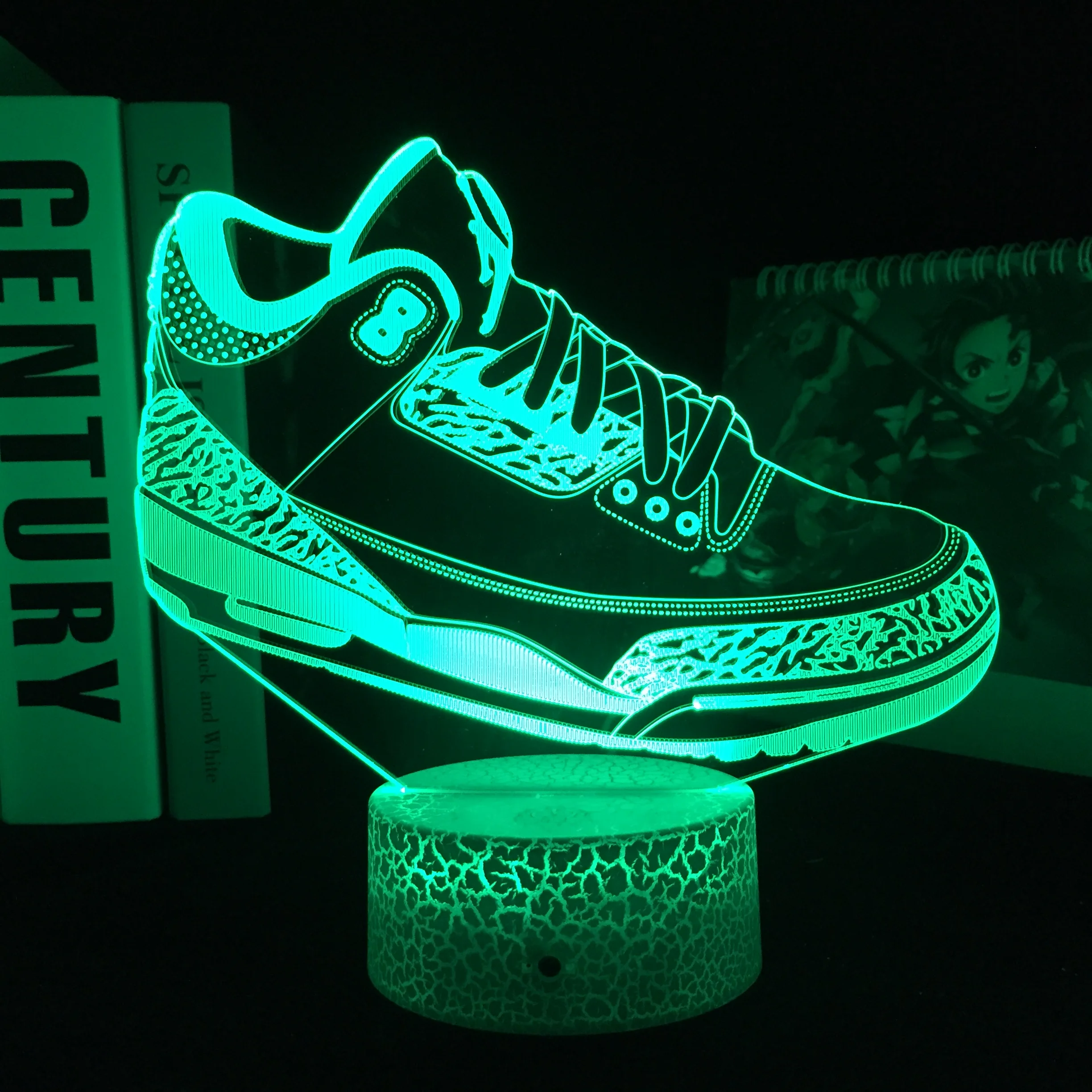 Shoes With Number 8 3D LED Lamp Visual Illusion White Cracked Base Acrylic Light Guide Plate for Couple Festival Birthday Gifts | Лампы и