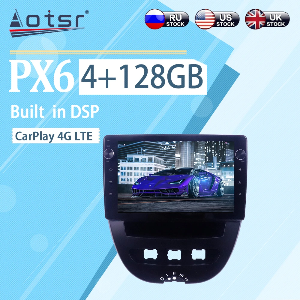 

4+128GB For Toyota Aygo/Peugeot 107 2005 - 2014 Android 10 WIFI Carplay Car Multimedia Radio Player GPS Navigation Stereo Player